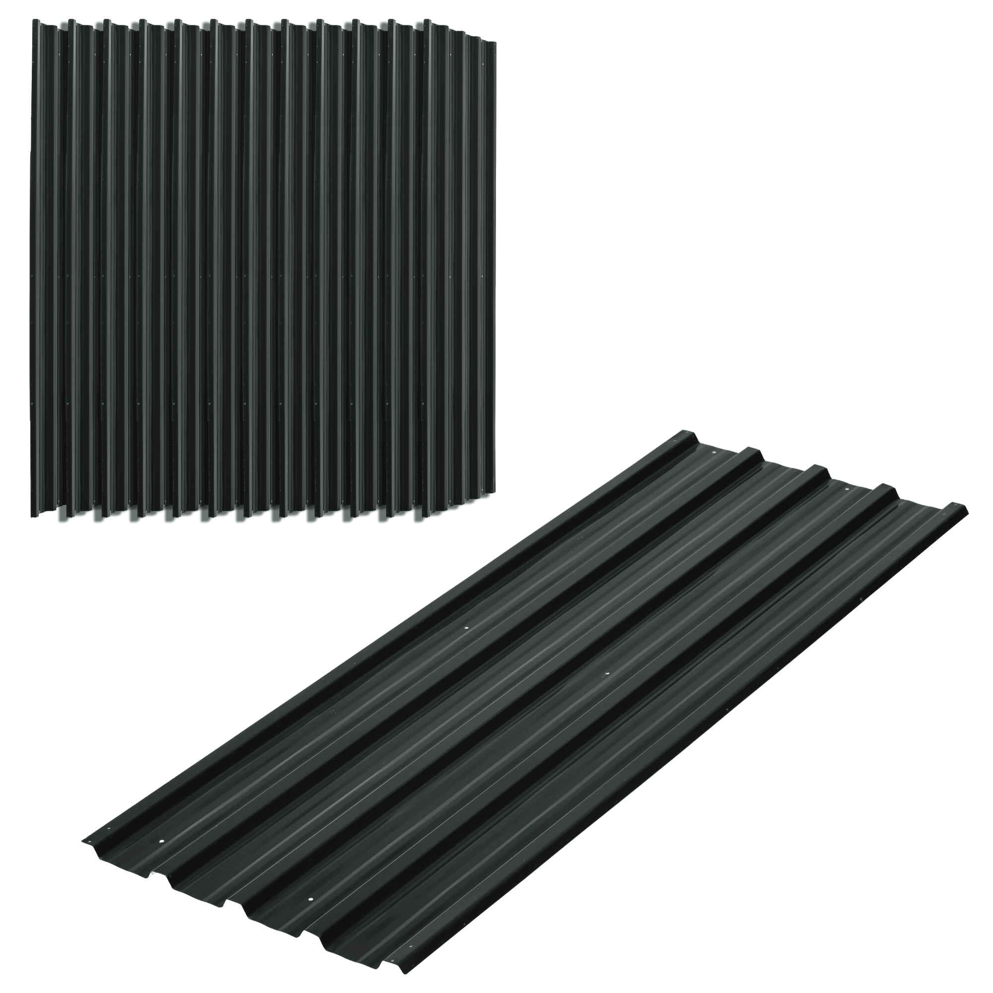 Juego de 12 Paneles para Tejado de Acero Galvanizado Chapas Perfiladas de Techo 7m² para Caseta de Herramientas Cobertizo Exterior 129x45cm Gris Oscuro