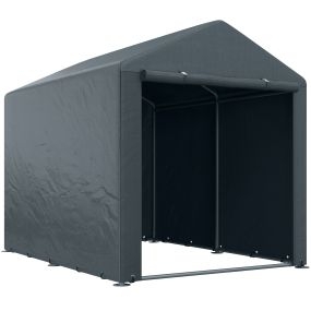 Carpa para Herramientas Bicicletas y Motos 1,6x2,2x1,7 m Garaje Portátil con 2 Habitaciones Puerta con Cremallera Impermeable Anti-UV Cochera Portátil para Jardín Gris Oscuro