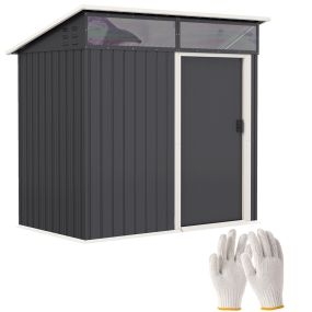Caseta de Jardín Exterior 1,9m² 195x122x182 cm Cobertizo de Jardín Exterior con Base Refuerzo (Suelo NO Incluido) Puerta Corredera Ventanas Cobertizo para Terraza Patio Gris Oscuro