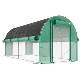 Invernadero de Exterior 4,5x2x2 m Invernadero de Túnel con Paredes Laterales Enrollables Cubierta Extra 8 Ventanas de Malla y 2 Puertas Enrollables Invernadero para Jardín Patio Verde