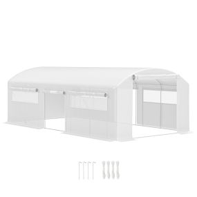 Invernadero de Exterior 6x3x2 m Invernadero de Túnel con 6 Ventanas de Malla Cubierta de PE Anti-UV y 3 Puertas Enrollables con Cremallera Invernadero para Jardín Patio Blanco
