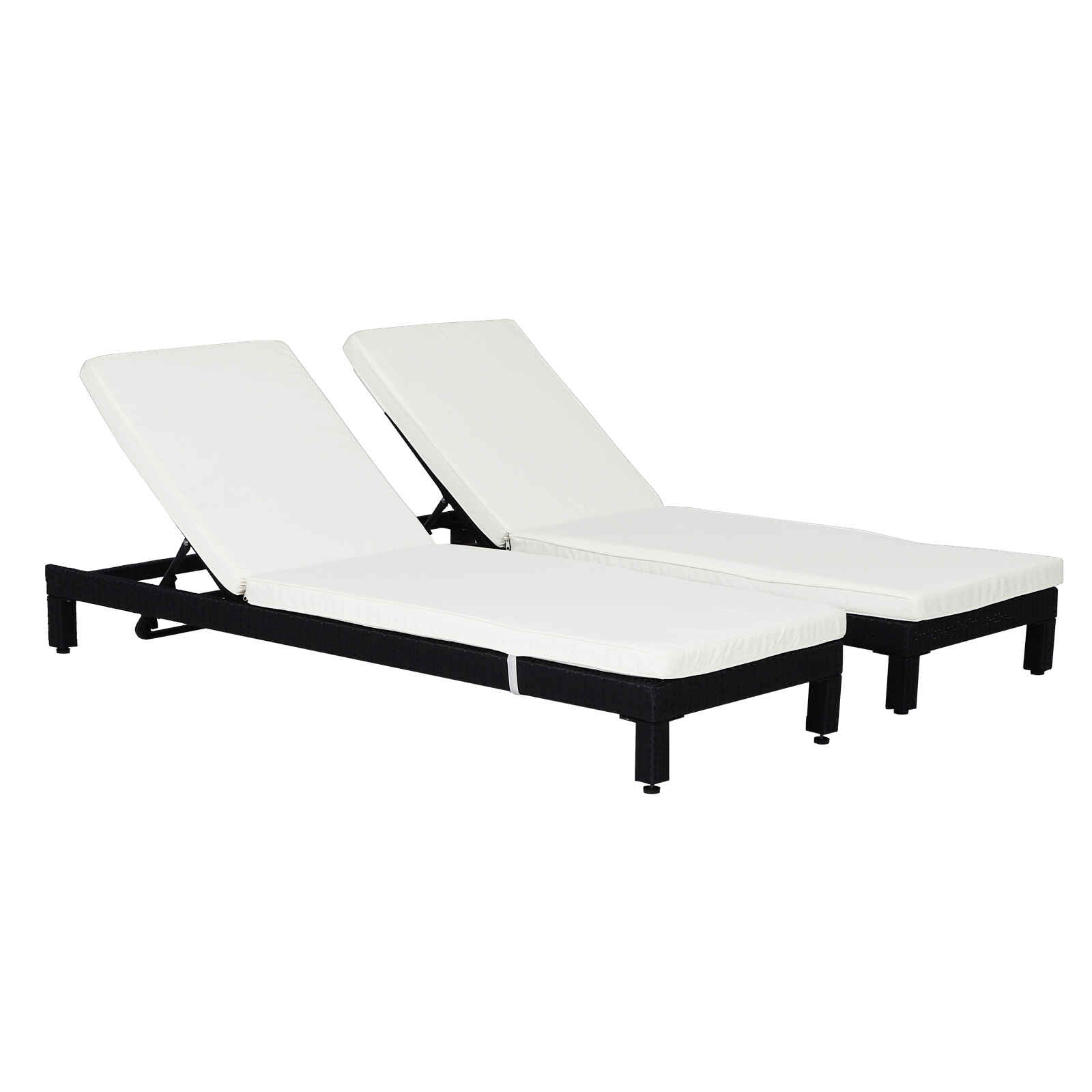Set de 2 Tumbonas de Ratán Chaise Longue con Cojines Acolchados Cubierta Impermeable Silla para Exterior Jardín Patio Terraza