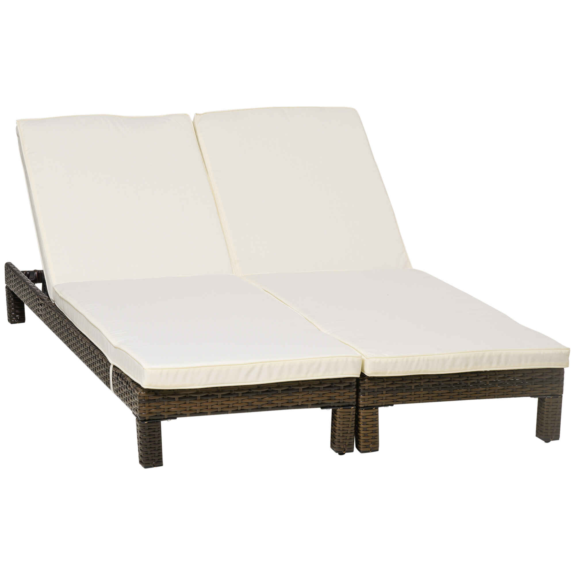 Conjunto de 2 Tumbonas de Jardín Tumbonas de Ratán Reclinable en 5 Posiciones Cubierta Impermeable Carga 120 kg 196x60x22 cm Marrón