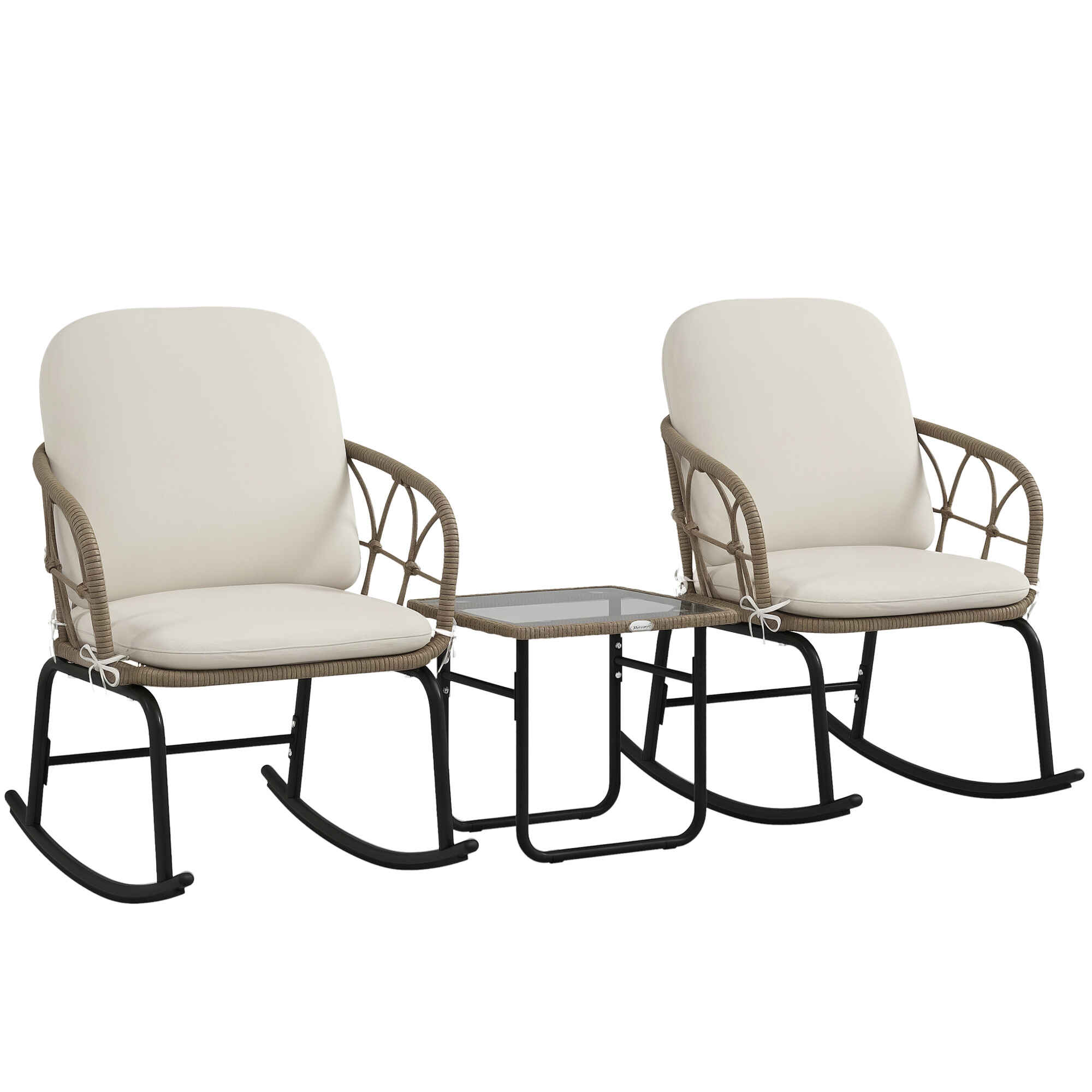 Conjunto de Muebles de Ratán de 3 Piezas Conjunto de Mecedoras de ...