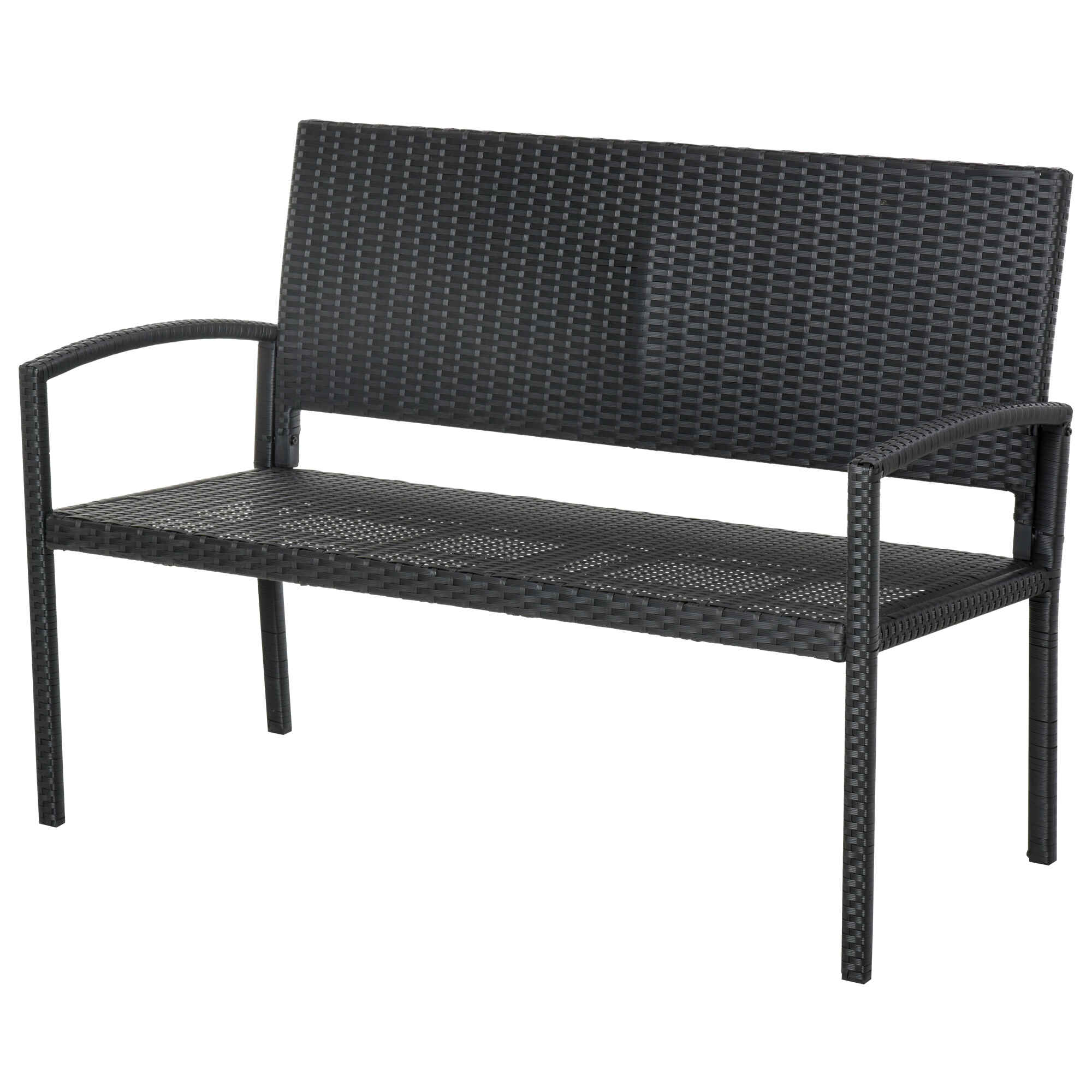 Banco Jardín Lounge Silla 2 Plazas Muebles para Jardín Exterior Terraza 2 Plazas Ratán Sintético Carga 240kg 122x60x85 cm Marco Acero