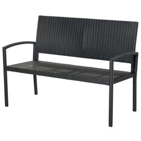 Banco Jardín Lounge Silla 2 Plazas Muebles para Jardín Exterior Terraza 2 Plazas Ratán Sintético Carga 240kg 122x60x85 cm Marco Acero