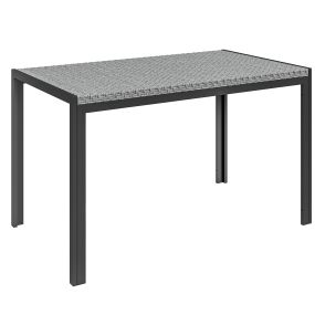Mesa de Comedor de Jardín de Ratán Sintético Mesa de Terraza Exterior con Estructura de Metal Resistente a Intemperie 120x70x72 cm Gris y Negro