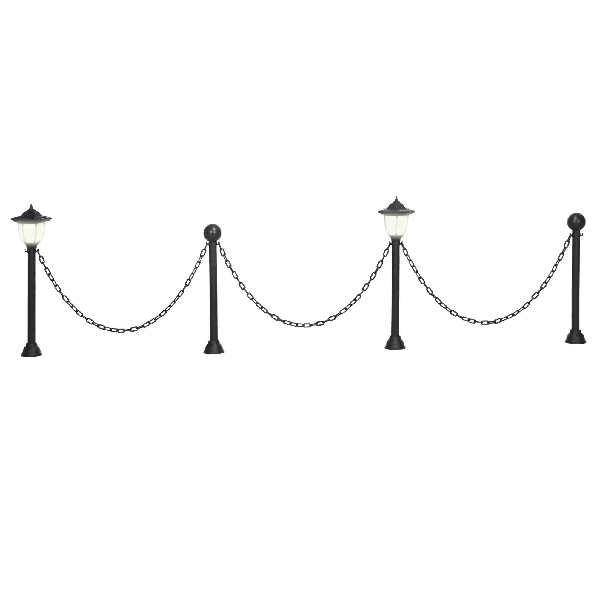 Faroles Solares con Valla de Cadena Farolas LED con Energía Solar para Exteriores Impermeable IP65 Sensor de Noche 314x14x60 cm Negro