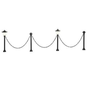 Faroles Solares con Valla de Cadena Farolas LED con Energía Solar para Exteriores Impermeable IP65 Sensor de Noche 314x14x60 cm Negro