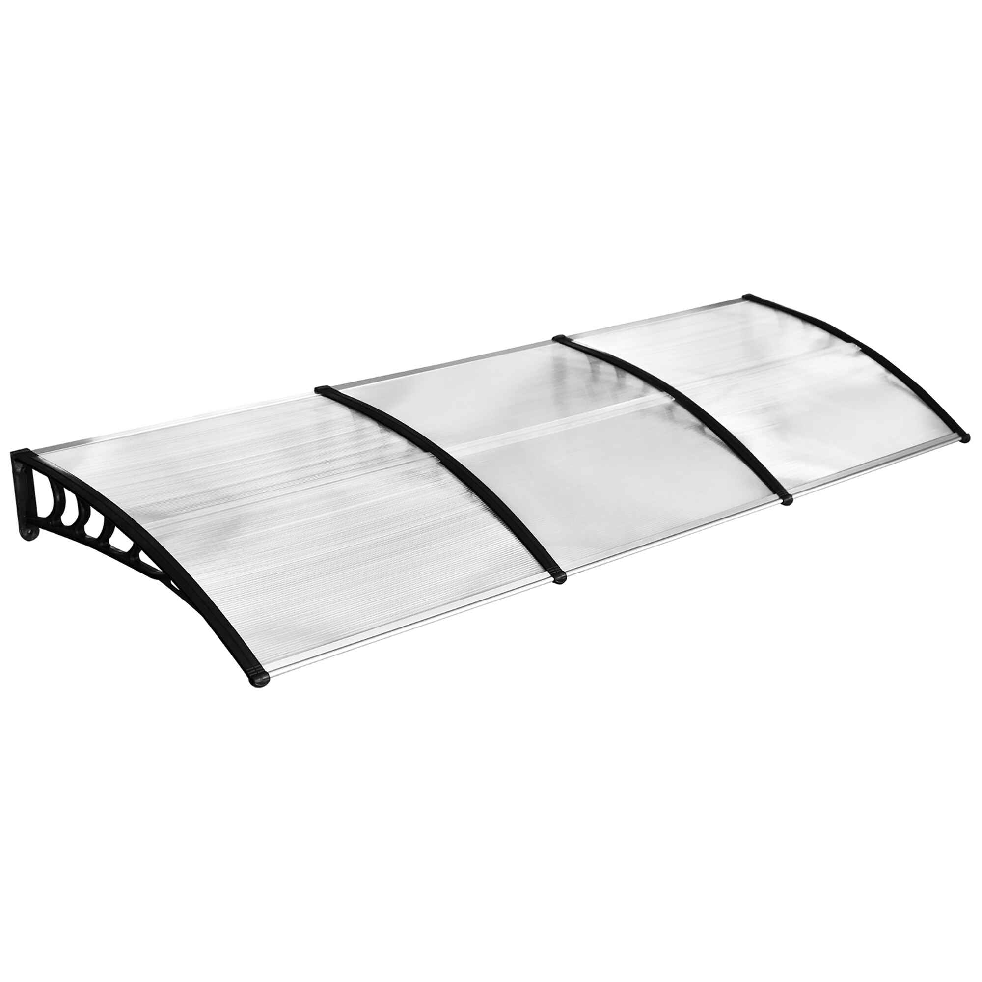 Tejadillo de Protección contra Sol y Lluvia Marquesina para Puertas de Exterior Marquesina de Techo Diseño Moderno Aleación de Aluminio 90x295x23,5 cm Transparente