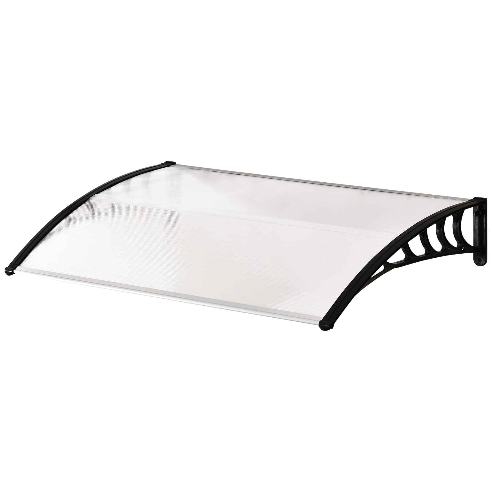Tejadillo de Protección contra Sol y Lluvia Marquesina para Puertas de Exterior Marquesina de Techo Diseño Moderno Aleación de Aluminio Duradero 122x89x24 cm Transparente
