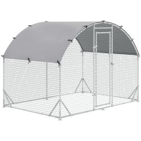 Gallinero para Exterior Grande de Acero Galvanizado 280x190x197 cm Jaula de Gallinas Cubierta de Tela  Impermeable y Resistente a los Rayos UV para Patio Plata