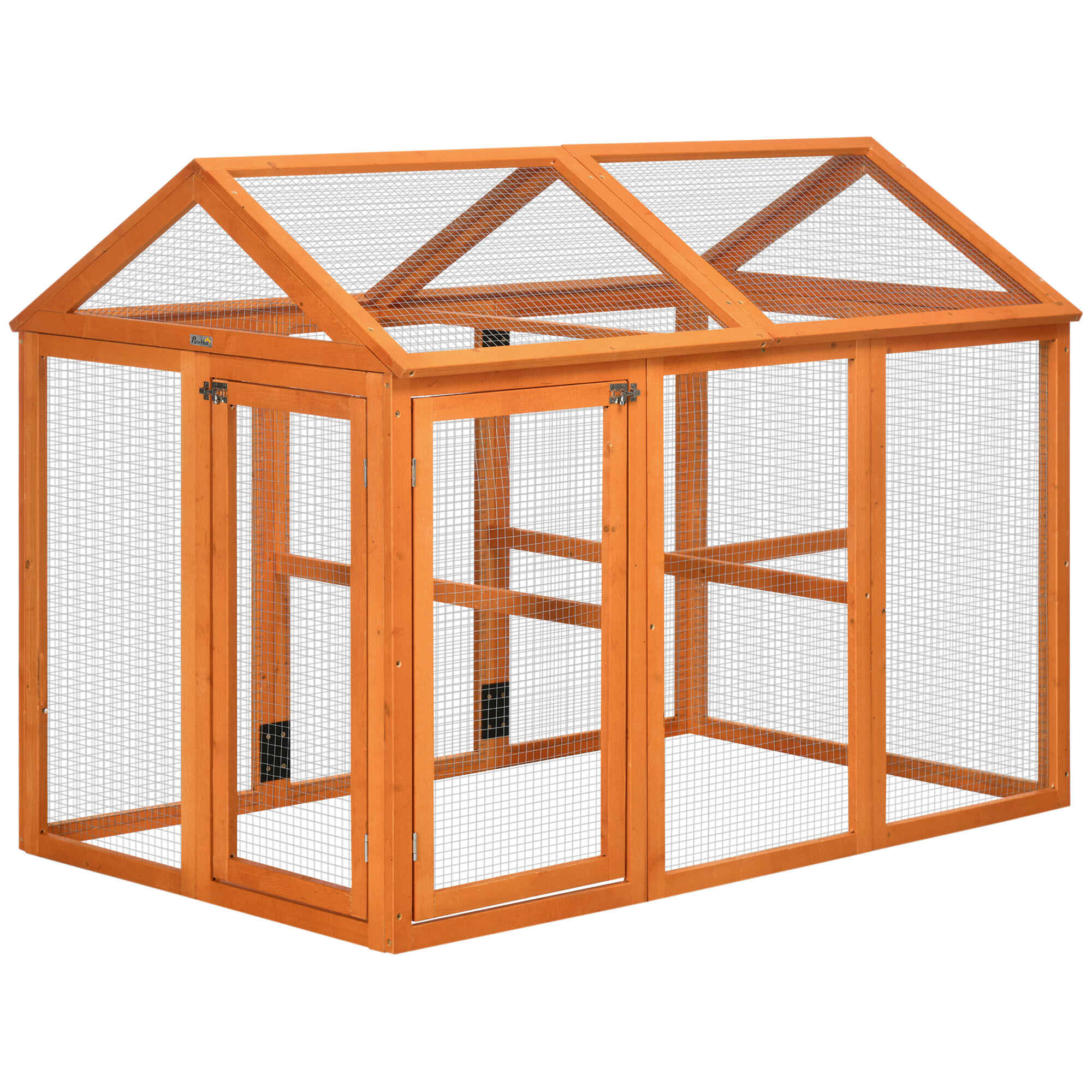 Gallinero para Exterior 140x88,5x106 cm Gallinero para 1-3 Gallinas con 3 Perchas Marco de Madera y 2 Puertas con Cierre para Patio Madera Natural