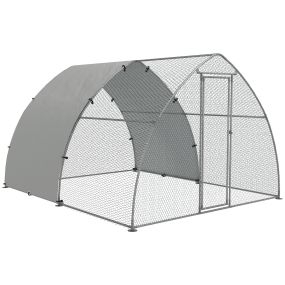 Gallinero para Exterior 304x375x220 cm Gallinero para Gallinas de Acero Galvanizado Cubierta de Tela  Resistente a los Rayos UV e Impermeable para Patio Plata