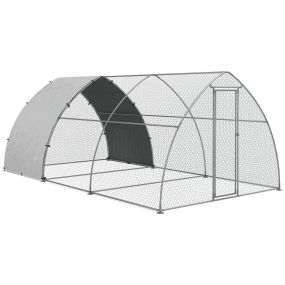 Gallinero para Exterior 304x560x220 cm Gallinero para Gallinas de Acero Galvanizado Cubierta de Tela  Resistente a los Rayos UV e Impermeable para Patio Plata