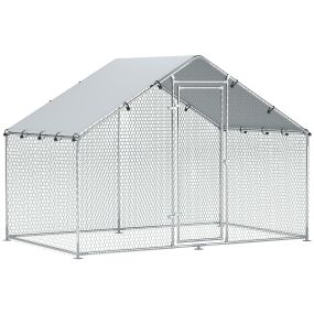 Gallinero para Exterior 3x1,7x1,9 m Gallinero de Acero Galvanizado con Cubierta Anti-UV e Impermeable Jaula para 5-8 Gallinas Plata