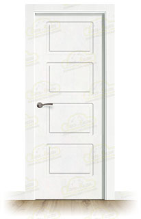 Puerta Premium 4C Lacada Blanca de Interior en Block (Maciza)