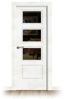 Puerta Premium 4C-V3 Lacada Blanca de Interior en Block (Maciza)