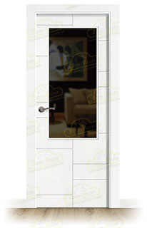 Puerta Premium ALEZKAR-ZV1 Lacada Blanca de Interior en Block (Maciza)