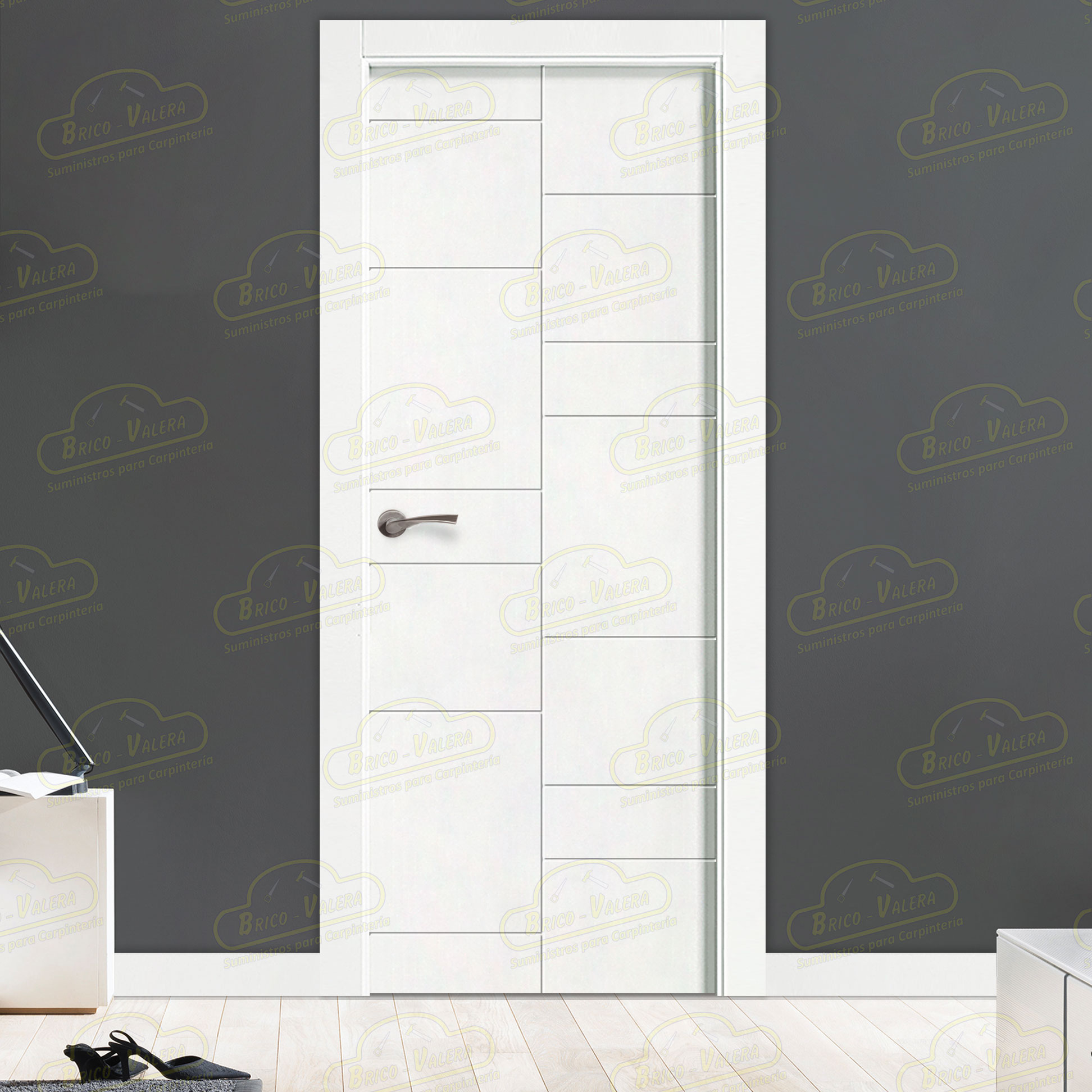 Puerta Premium ALEZKAR Lacada Blanca de Interior en Block (Maciza)