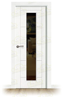 Puerta Premium Asturias-V1C Lacada Blanca de Interior en Block (Maciza)