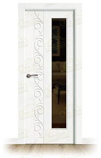 Puerta Premium Barcelona-V1L Lacada Blanca de Interior en Block (Maciza)