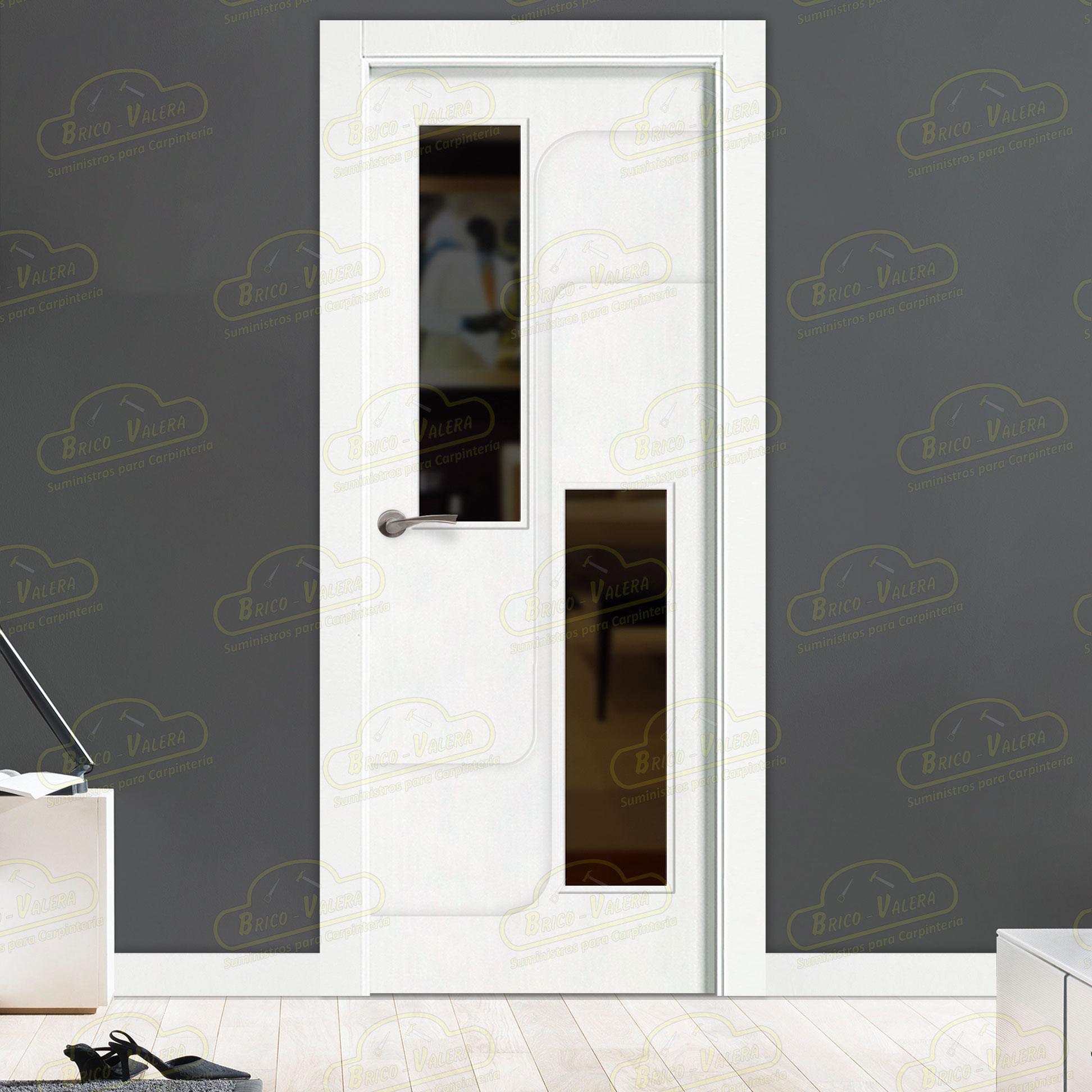 Puerta Premium CIBELES-V2 Lacada Blanca de Interior en Block (Maciza)
