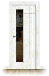 Puerta Premium GAUSS-V1L Lacada Blanca de Interior en Block (Maciza)