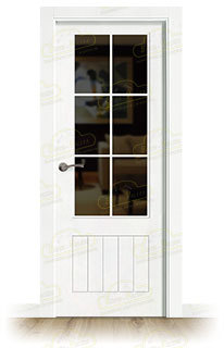 Puerta Premium LP-12R-V6 Lacada Blanca de Interior en Block (Maciza)
