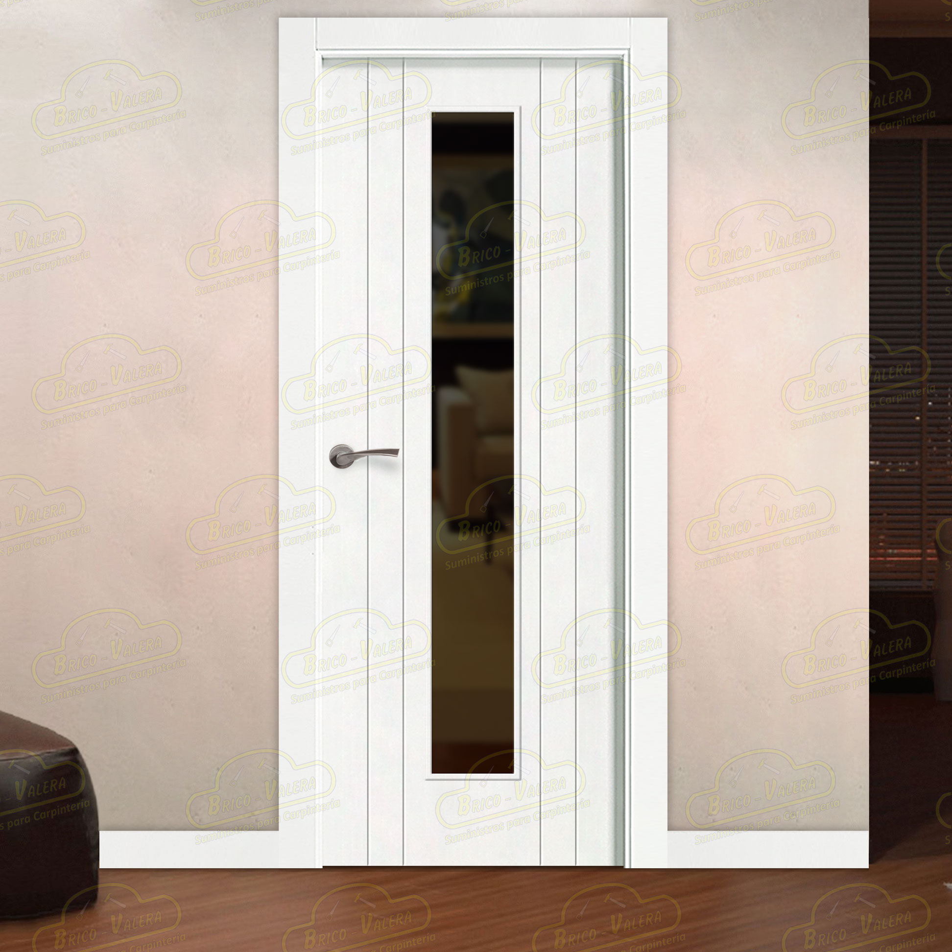 Puerta Premium LP-700-V1C Lacada Blanca de Interior en Block (Maciza)