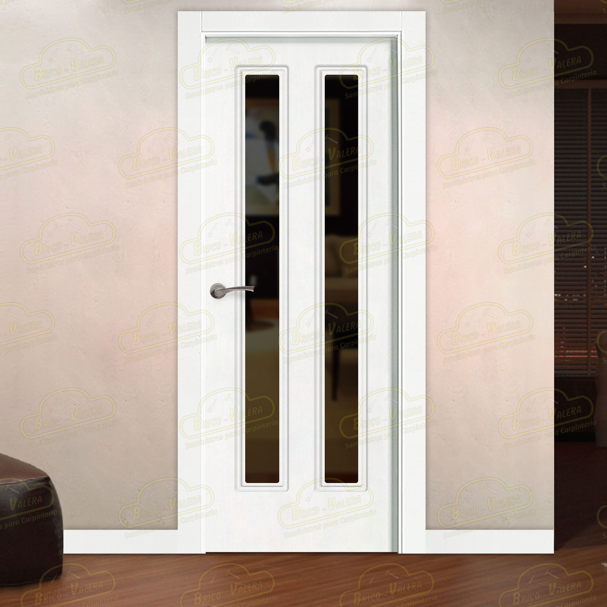 Puerta Premium LP-C2-V2 Lacada Blanca de Interior en Block (Maciza)