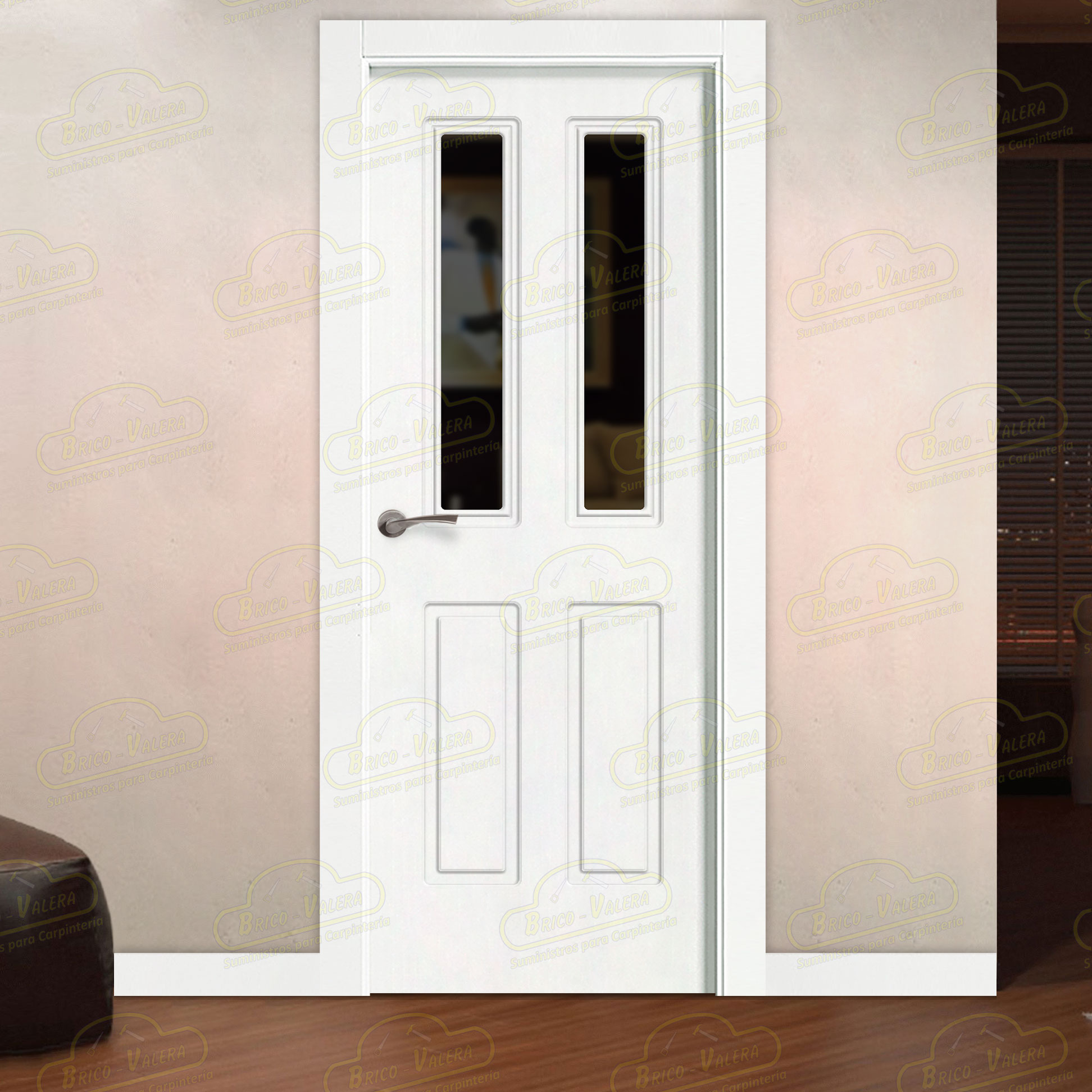 Puerta Premium NEPTUNO-V2 Lacada Blanca de Interior en Block (Maciza)