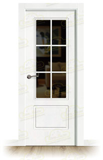 Puerta Premium P-12-V6 Lacada Blanca de Interior en Block (Maciza)