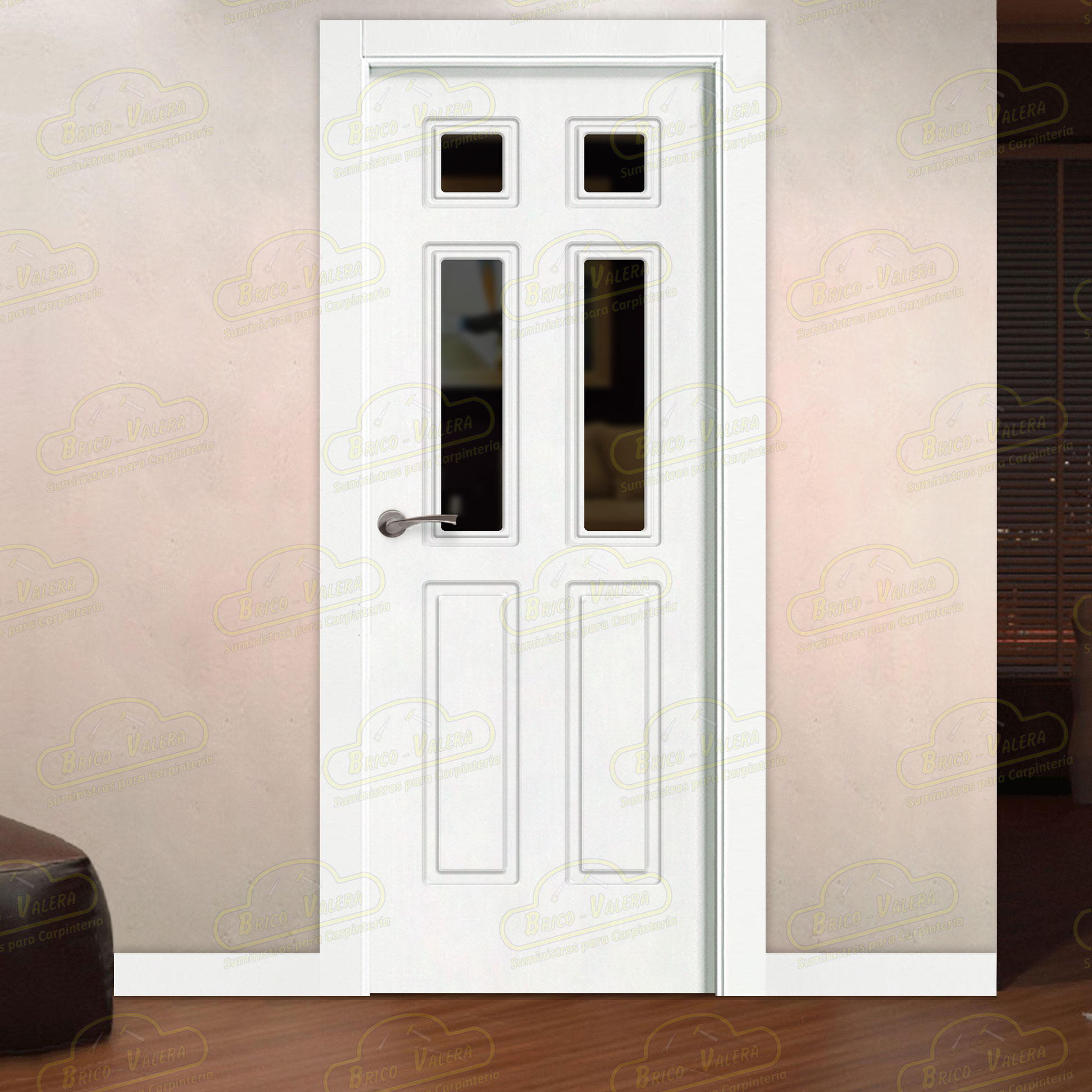 Puerta Premium P16-V4 Lacada Blanca de Interior en Block (Maciza)