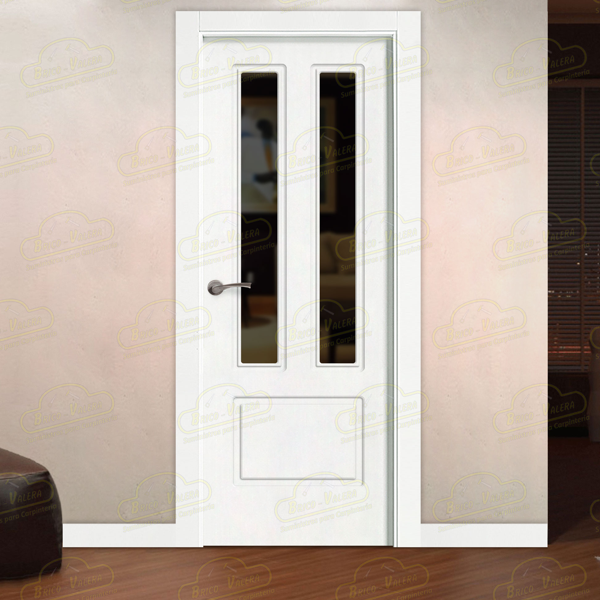 Puerta Premium P21-V2 Lacada Blanca de Interior en Block (Maciza)