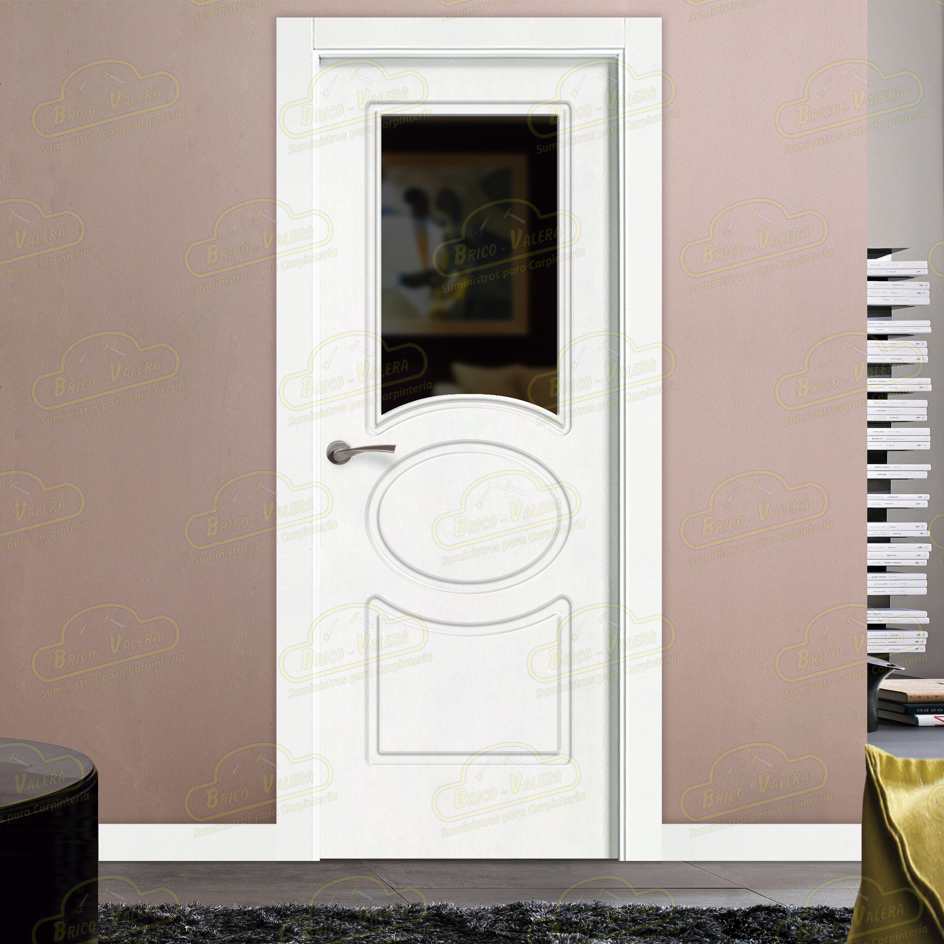 Puerta Premium P620-V1 Lacada Blanca de Interior en Block (Maciza)