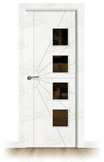 Puerta Premium P-Radial-BV4L Lacada Blanca de Interior en Block (Maciza)