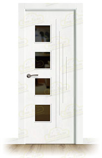 Puerta Premium PL-1100-BV4L Lacada Blanca de Interior en Block (Maciza)