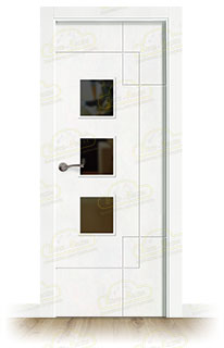 Puerta Premium PL-4500-BZV3L Lacada Blanca de Interior en Block (Maciza)