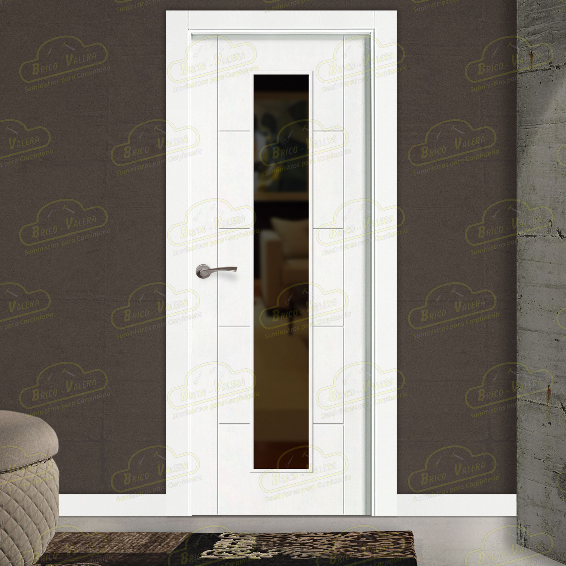 Puerta Premium PVP5-V1C Lacada Blanca de Interior en Block (Maciza)