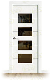 Puerta Premium PVT5-BV4 Lacada Blanca de Interior en Block (Maciza) PROMO: CRISTALES MATE GRATIS