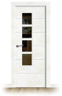 Puerta Premium PVT7-BV4L Lacada Blanca de Interior en Block (Maciza)