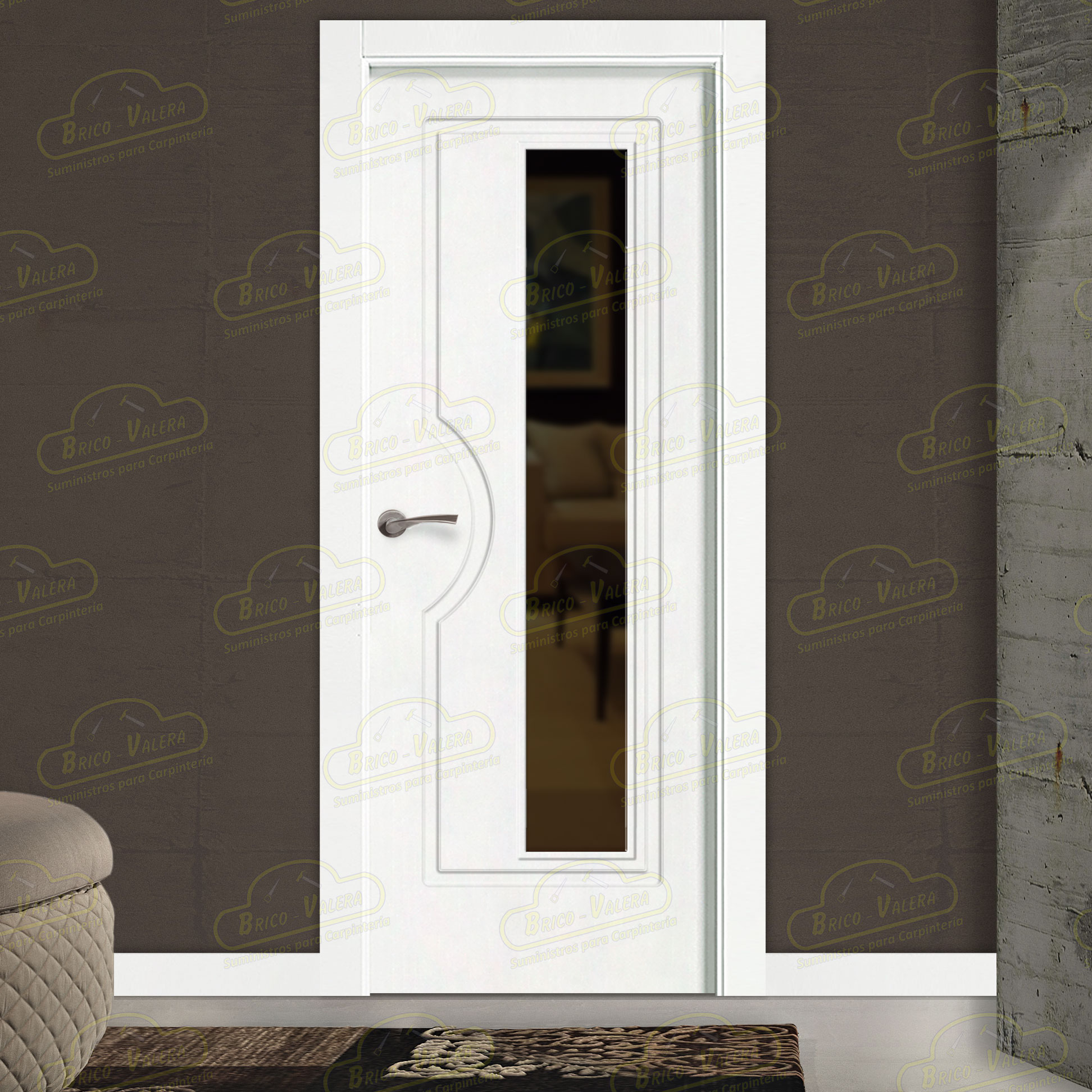Puerta Premium ROYAL-V1L Lacada Blanca de Interior en Block (Maciza)