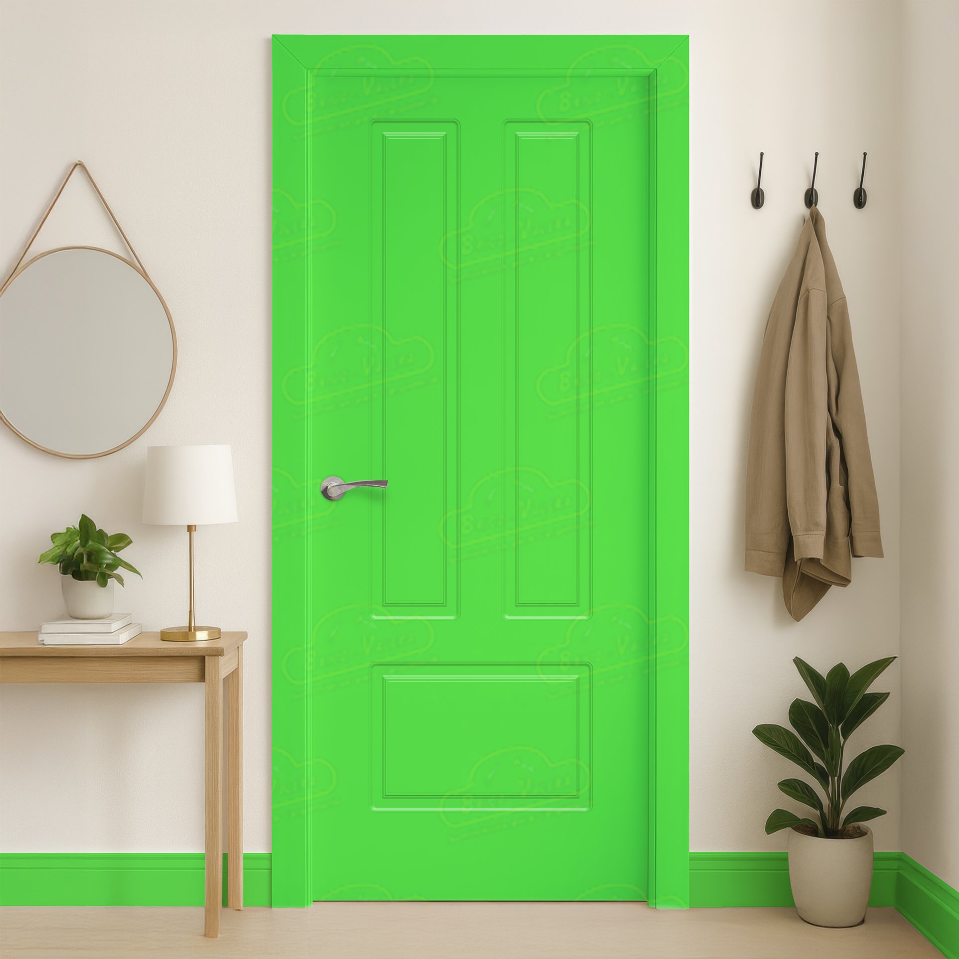 Puerta Maciza P-21 de Interior Lacada Verde Puro