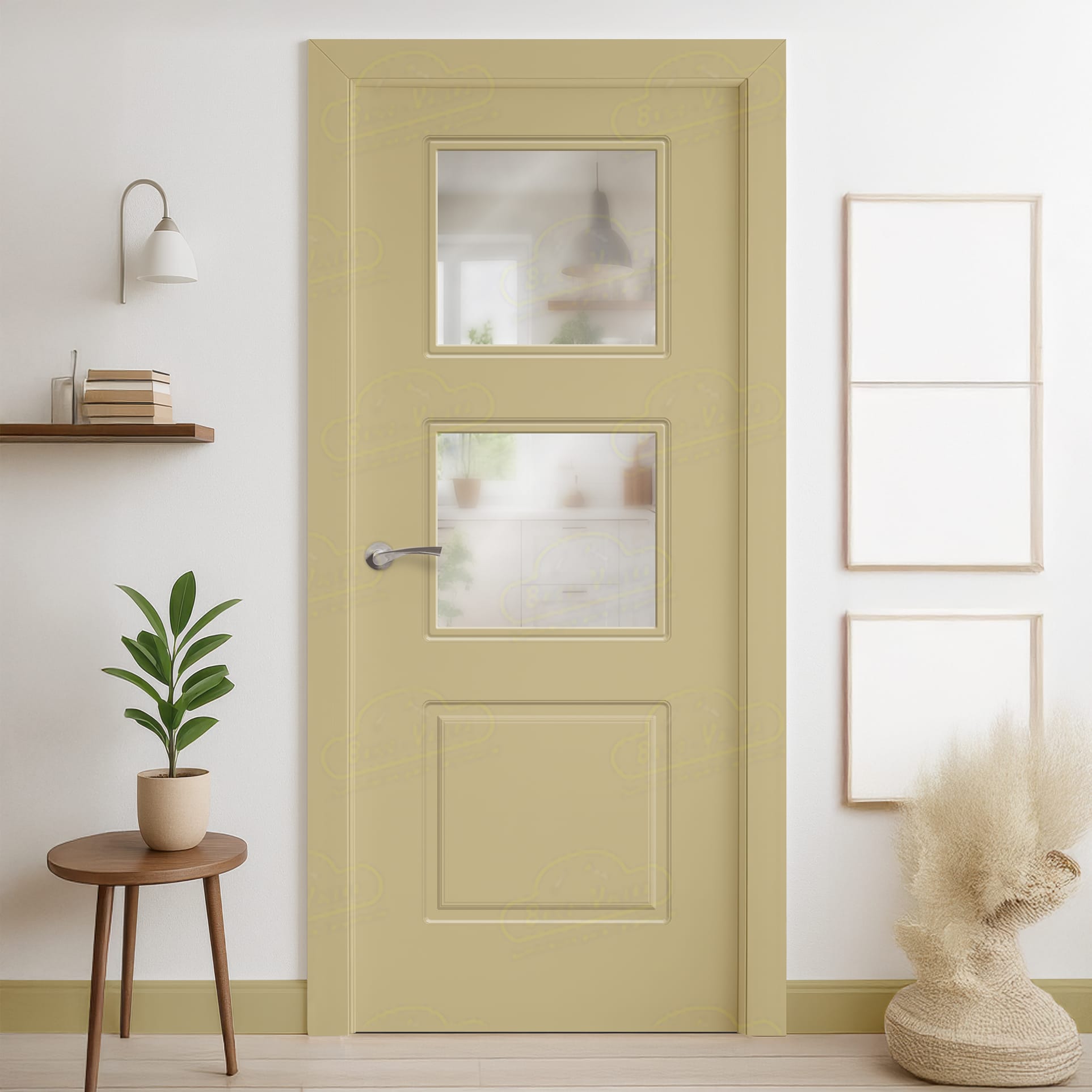 Puerta Maciza 3C V2 de Interior Lacada Beige