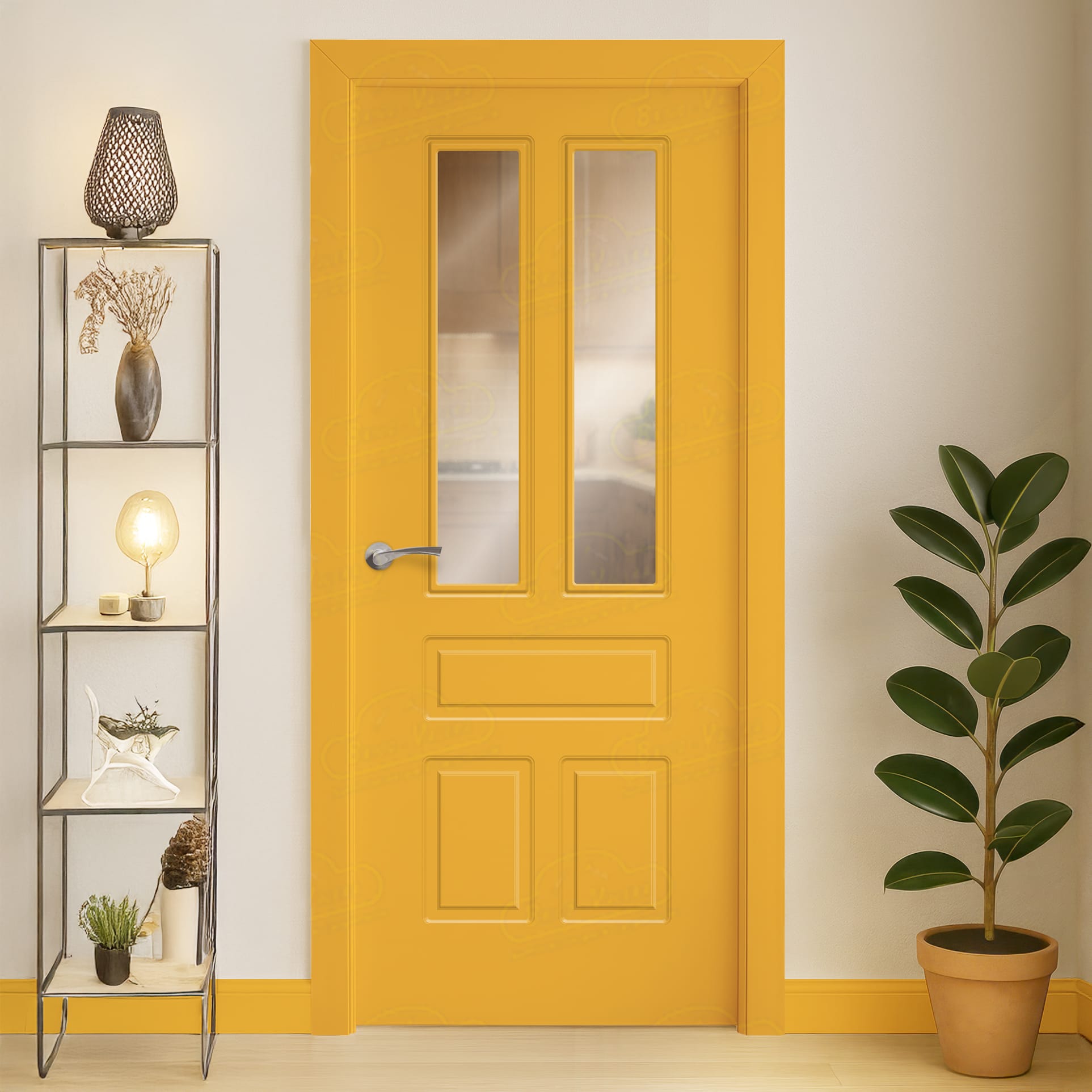 Puerta Maciza Aranjuez V2 de Interior Lacada Amarillo Melón