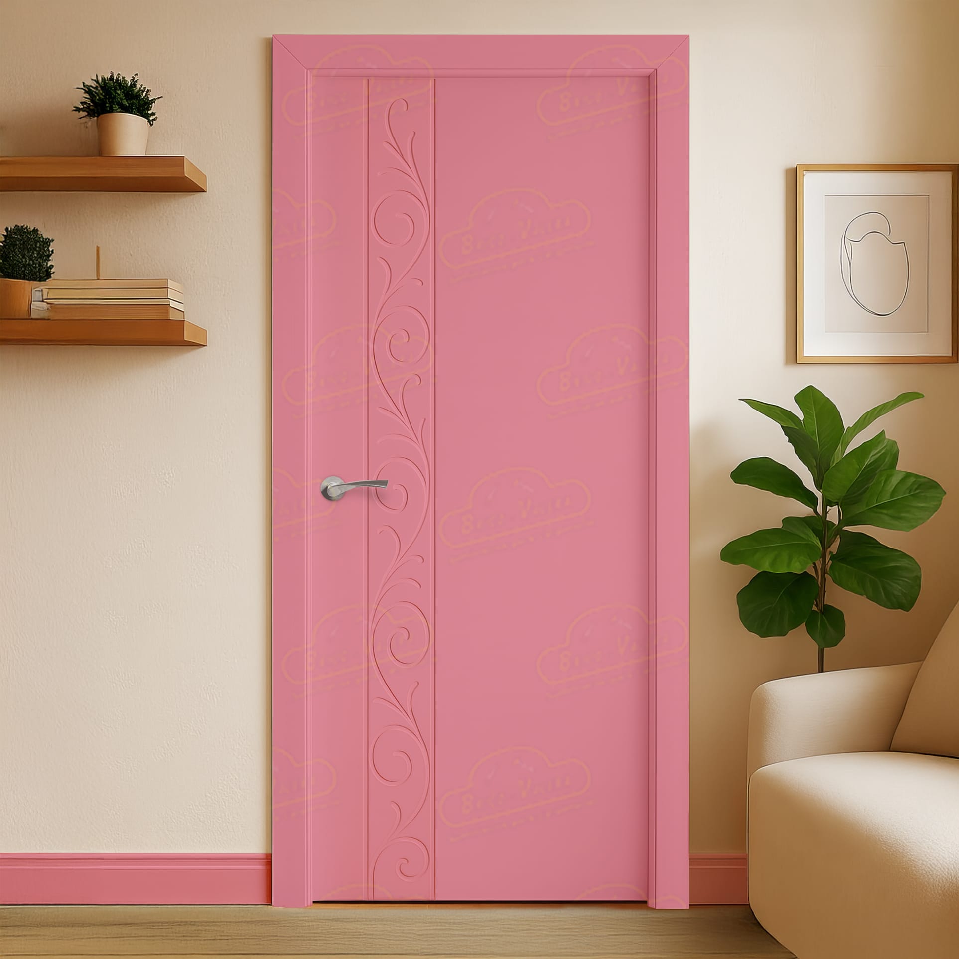 Puerta Maciza Barcelona de Interior Lacada Rosa Claro