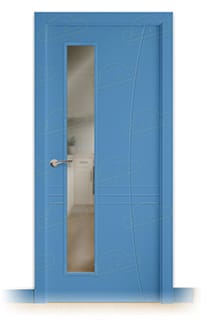 Puerta Maciza LP-500 V1L de Interior Lacada Azul Luminoso