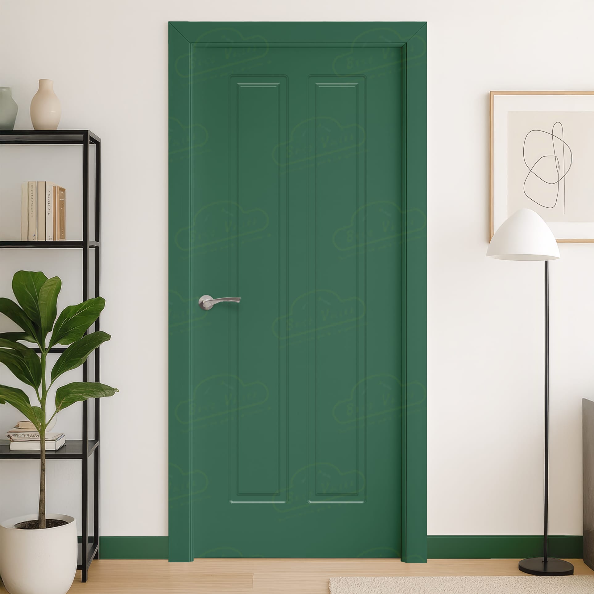 Puerta Maciza LP-C2 de Interior Lacada Verde Patina