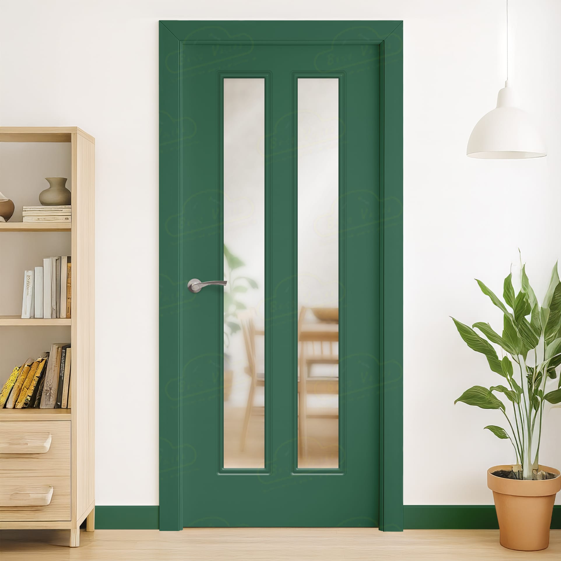 Puerta Maciza LP-C2 V2 de Interior Lacada Verde Patina